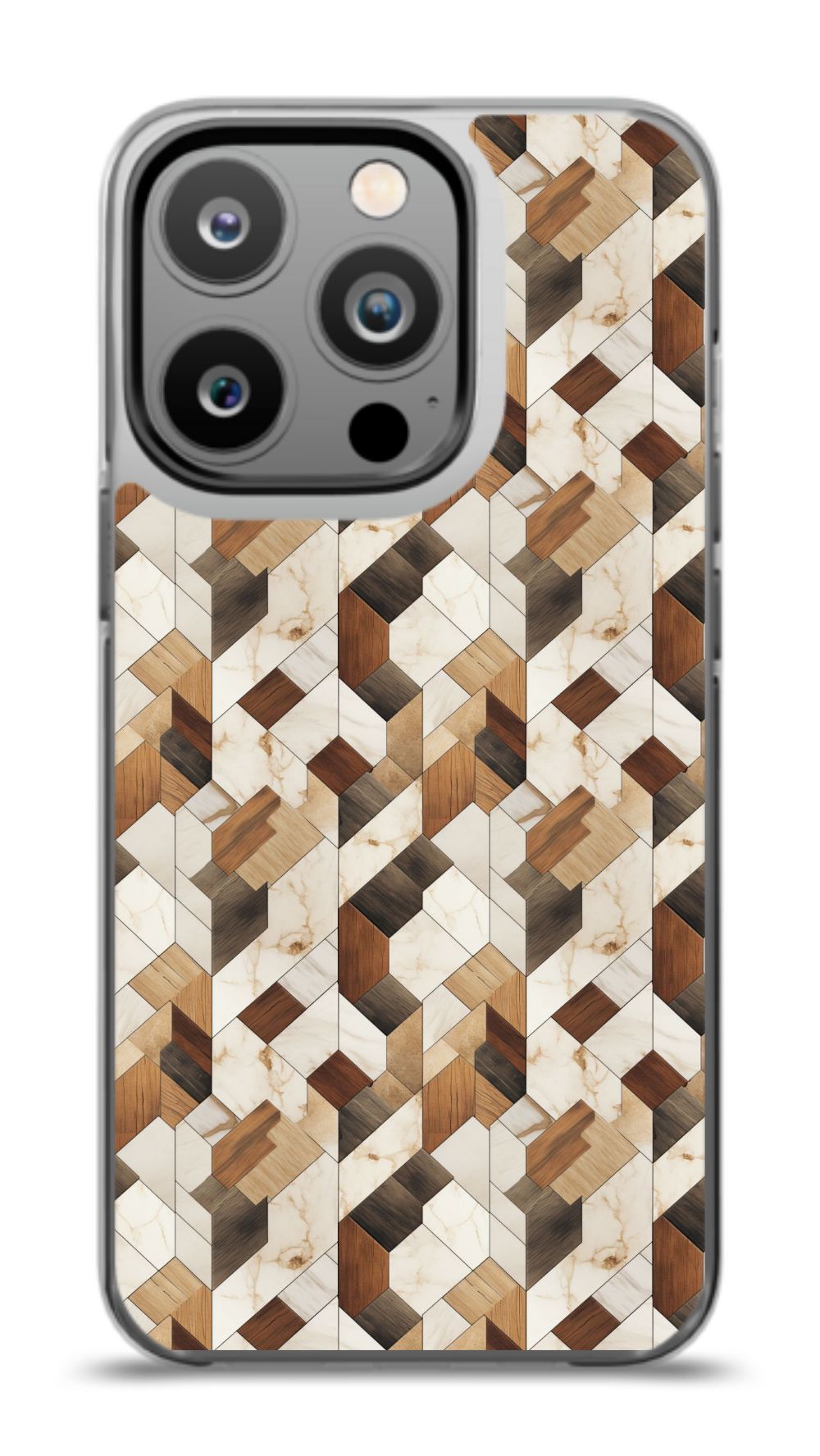 Geometric Wood Mosaic Phone Case