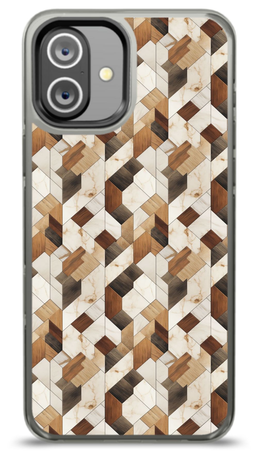 Geometric Wood Mosaic Phone Case