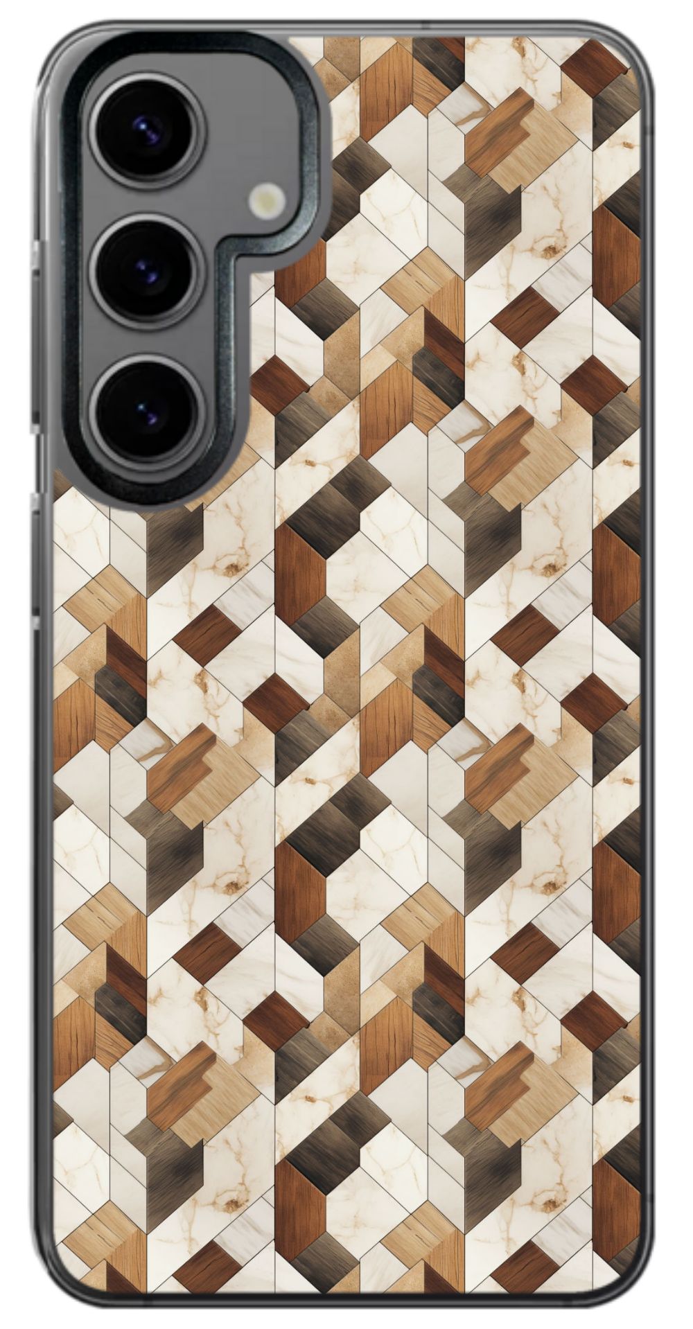 Geometric Wood Mosaic Phone Case