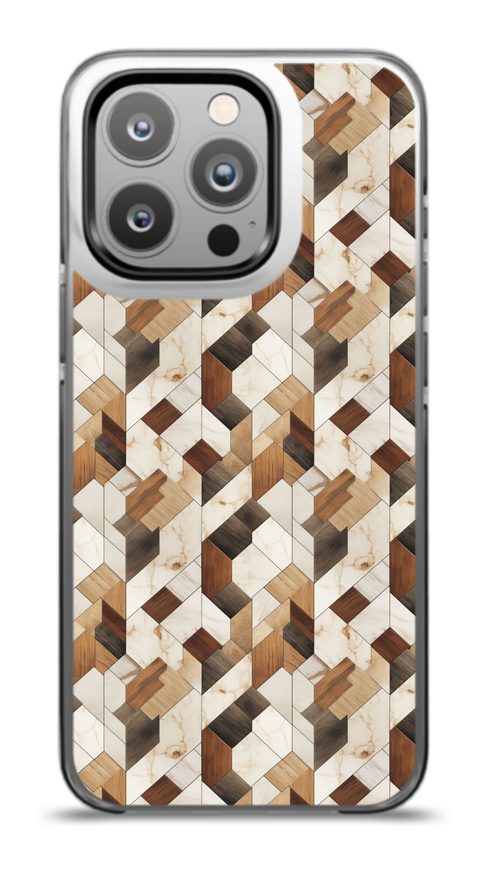 Geometric Wood Mosaic Phone Case